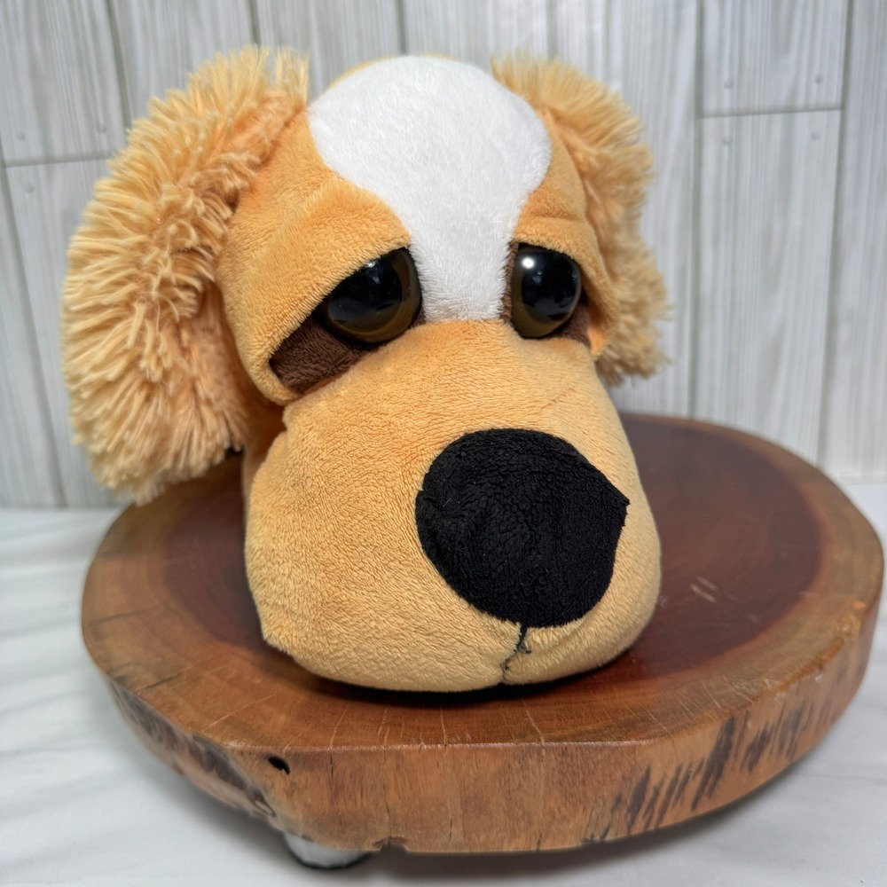 Angel Toy Plush Puppy Dog Tan White Shaggy Ears Large Eyes Stuffed Animal 11"